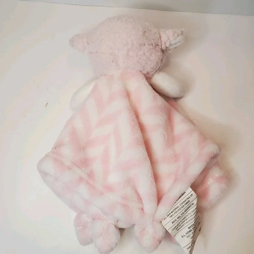 Sl Easter Lamb‎ Pink Chevron Lovey Stuffed Security Blanket Knotted Ends